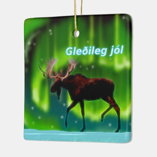 Gleðileg jól - Northern Lights Moose Keramikornament (Links)