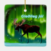 Gleðileg jól - Northern Lights Moose Keramikornament (Rückseite)