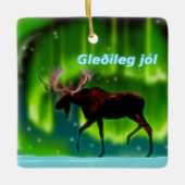 Gleðileg jól - Northern Lights Moose Keramikornament (Vorderseite)