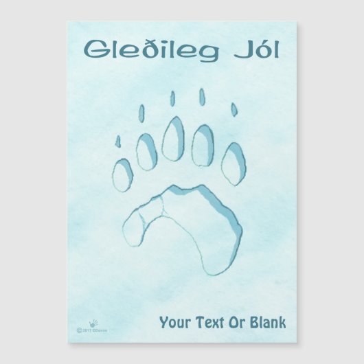 Gleðileg Jól - Polar Bear Paw Print Magnetkarte (Vorderseite)