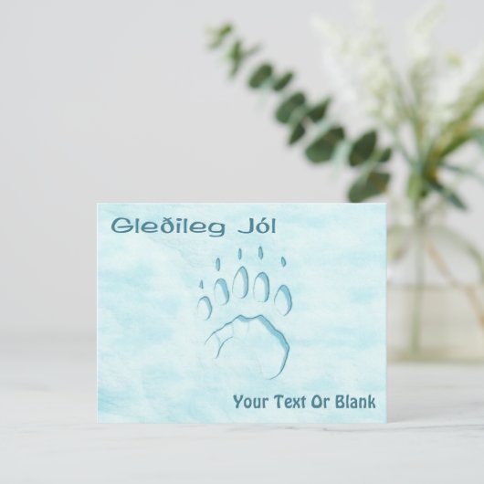 Gleðileg Jól - Polar Bear Paw Print Postkarte (Stehend Vorderseite)