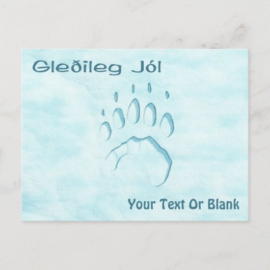 Gleðileg Jól - Polar Bear Paw Print Postkarte (Vorderseite)