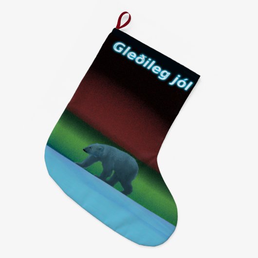 Gleðileg jól - Polar Lights Polar Bear Großer Weihnachtsstrumpf (Vorderansicht (hängend))