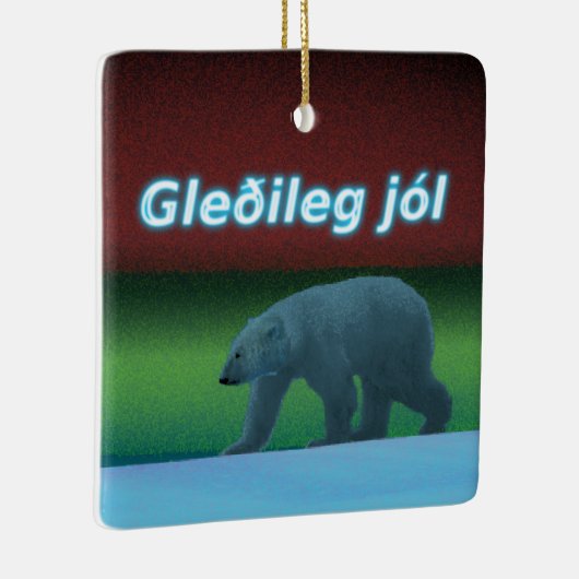 Gleðileg Jól - Polar Lights Polar Bear Keramikornament (Rechts)