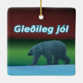 Gleðileg Jól - Polar Lights Polar Bear Keramikornament (Rückseite)