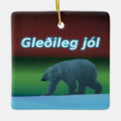 Gleðileg Jól - Polar Lights Polar Bear Keramikornament (Vorderseite)
