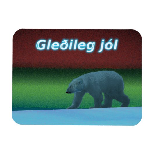 Gleðileg Jól - Polar Lights Polar Bear Magnet (Horizontal)