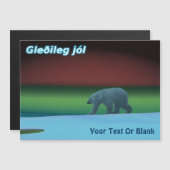 Gleðileg Jól - Polar Lights Polar Bear Magnetkarte (Vorne/Hinten)