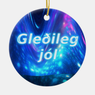 Gleðileg Jól - Qaanaq - Nordlichter Keramik Ornament