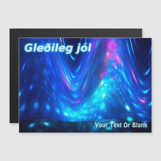 Gleðileg Jól - Qaanaq - Nordlichter Magnetkarte (Vorne/Hinten)