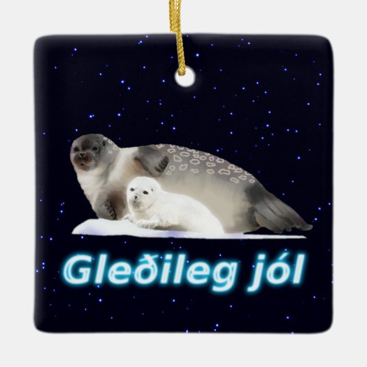 Gleðileg Jól - Ringed Siegel Keramikornament (Vorderseite)