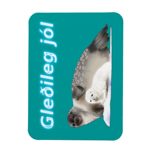 Gleðileg jól - Ringed Siegel Magnet (Vertikal)