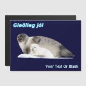 Gleðileg Jól - Ringed Siegel Magnetkarte (Vorne/Hinten)