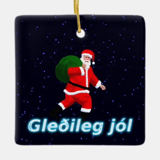 Gleðileg jól - Santa Claus Keramikornament (Vorderseite)