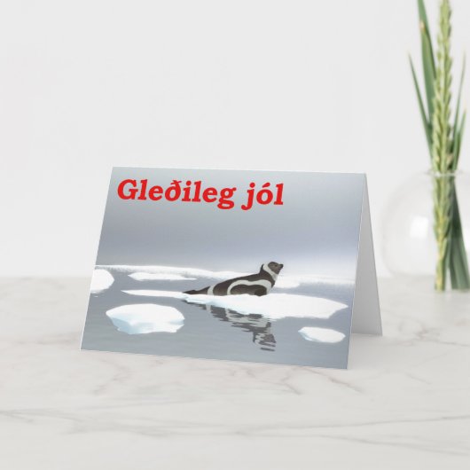 Gleðileg jól - Siegel Ribbon Feiertagskarte (Vorderseite)