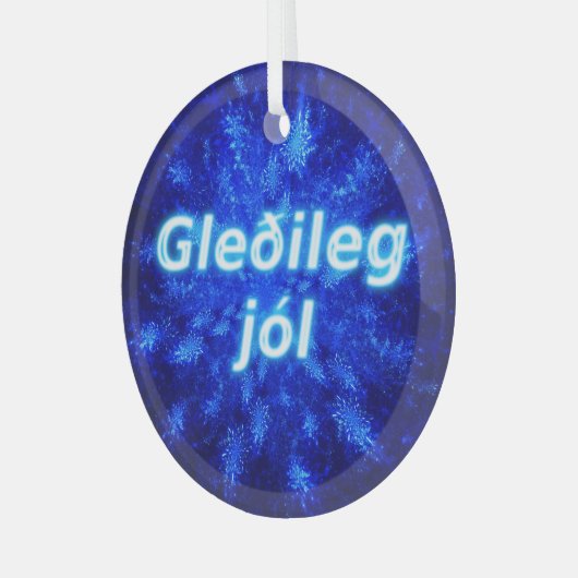 Gleðileg Jól - Snowburst Ornament Aus Glas (Vorderseite links)