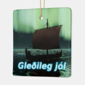 Gleðileg Jól - Viking Ship Keramikornament (Links)