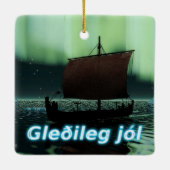 Gleðileg Jól - Viking Ship Keramikornament (Rückseite)