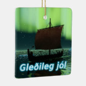 Gleðileg Jól - Viking Ship Keramikornament (Rechts)