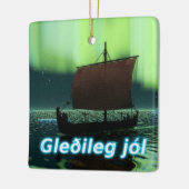 Gleðileg Jól - Viking Ship Keramikornament (Links)