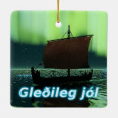 Gleðileg Jól - Viking Ship Keramikornament (Rückseite)