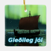 Gleðileg Jól - Viking Ship Keramikornament (Vorderseite)