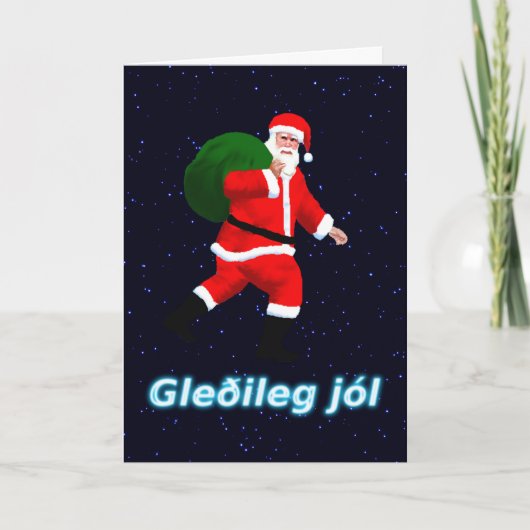 Gleðileg jól - Weihnachtsmann Feiertagskarte (Vorderseite)