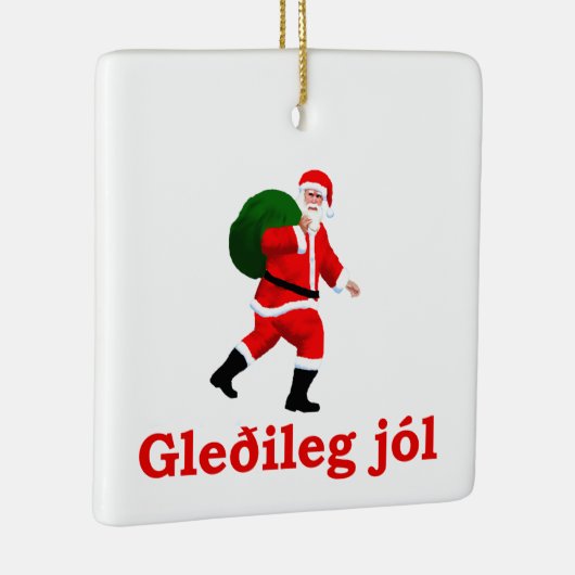 Gleðileg jól - Weihnachtsmann Keramikornament (Rechts)