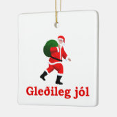 Gleðileg jól - Weihnachtsmann Keramikornament (Links)