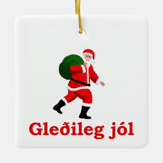 Gleðileg jól - Weihnachtsmann Keramikornament (Vorderseite)