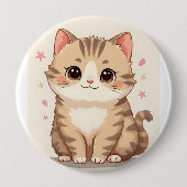 Gleeful Cat: Sweet Kawaii Kitten Art für jedes Zim Button (Vorderseite)