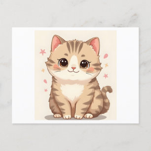 Gleeful Cat: Sweet Kawaii Kitten Art für jedes Zim Feiertagspostkarte
