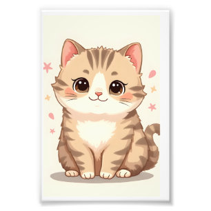 Gleeful Cat: Sweet Kawaii Kitten Art für jedes Zim Fotodruck
