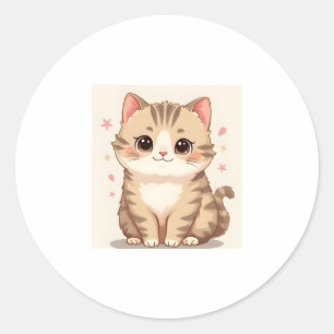 Gleeful Cat: Sweet Kawaii Kitten Art für jedes Zim Runder Aufkleber