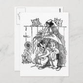 Gleeful Cats Douse Hunde Vintag Louis Wain Postkarte (Vorne/Hinten)