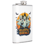 Gleeful Ghouls | Fun Halloween Ghost Artwork Flachmann (Rechts)