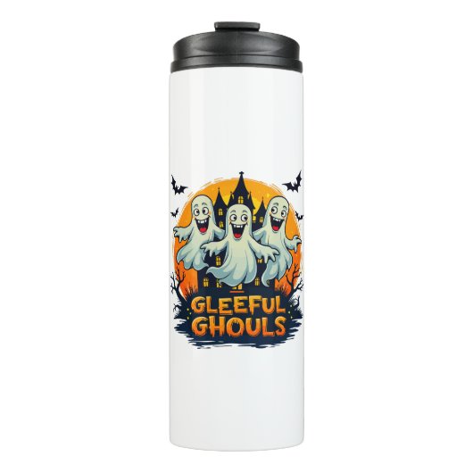 Gleeful Ghouls | Fun Halloween Ghost Artwork Thermosbecher (Vorderseite)