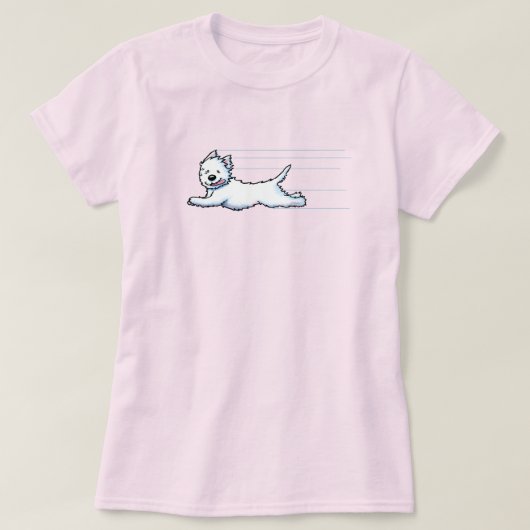 Gleeful Running Westie T - Shirt (Design vorne)