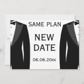 Gleich Plan Neuer Termin Schwarz-Weiß-Gay Hochzeit Save The Date (Vorderseite)