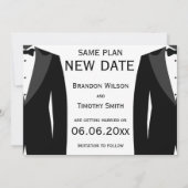 Gleich Plan Neuer Termin Schwarz-Weiß-Gay Hochzeit Save The Date (Rückseite)