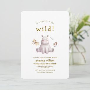 Gleich wird es wild Safari Nilpferd Spielzeug Baby Einladung