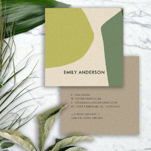 GLEICHE GREEN YELLOW MODERN RUSTISCH ABSTRAKTER K QUADRATISCHE VISITENKARTE