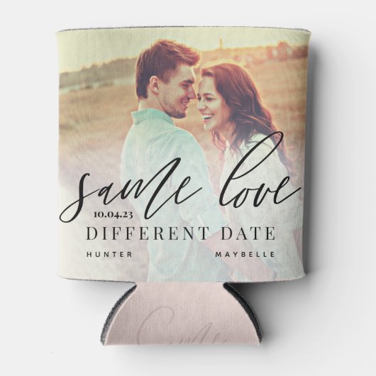 Gleiche Liebe abweichende Datum Kalligrafie Hochze Dosenkühler (Vorderseite)