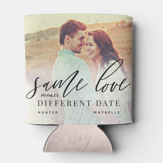 Gleiche Liebe abweichende Datum Kalligrafie Hochze Dosenkühler (Rückseite)