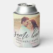 Gleiche Liebe abweichende Datum Kalligrafie Hochze Dosenkühler (Kanne Rückseite)