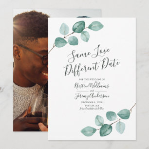 Gleiche Liebe abweichendes Datum Eukalyptus Schwar Save The Date