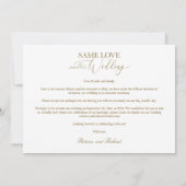 Gleiche Liebe Downsize Wedding 3 Foto Simple Elega Einladung (Rückseite)
