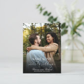 Gleiche Liebe Downsize Wedding Simple Elegant Foto Postkarte (Stehend Vorderseite)