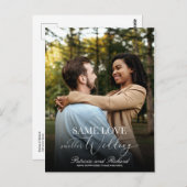 Gleiche Liebe Downsize Wedding Simple Elegant Foto Postkarte (Vorne/Hinten)