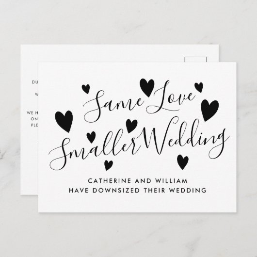 Gleiche Liebe für kleine Mikro-Hochzeitsszenarien Ankündigungspostkarte (Vorne/Hinten)
